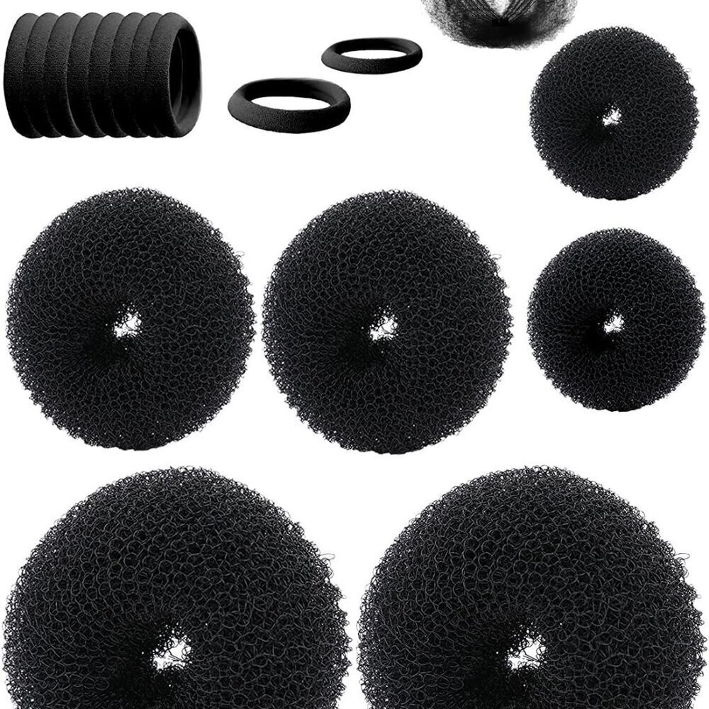 Hair Bun Maker Set Nylon 3 Sizes 6PCS Elastic Bobby Pins Hair Nets
